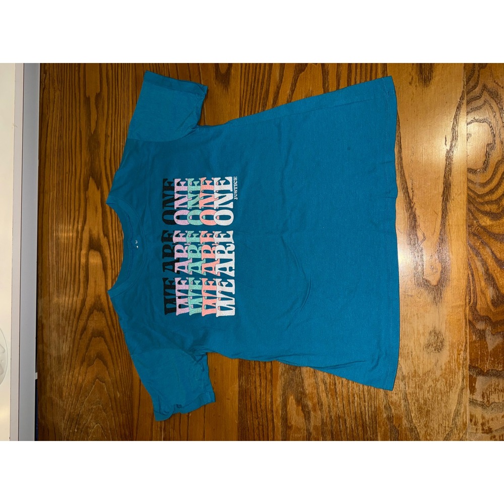 Justice Girls‎ Teal We Are One Graphic T Shirt Size M 10 Youth